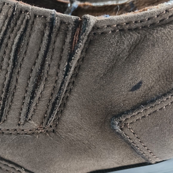 Zodiac Womens 7 Suede Ankle Boot Bootie Brown Leather Pointed Toe Western Stitch - Picture 10 of 10